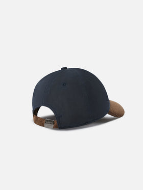 Casquette en velours côtelé ciré Navy blue Baseball avec broderie du logo 