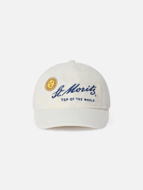 Off white Baseball Cordkappe mit St. Moritz-Stickerei | Special edition 
