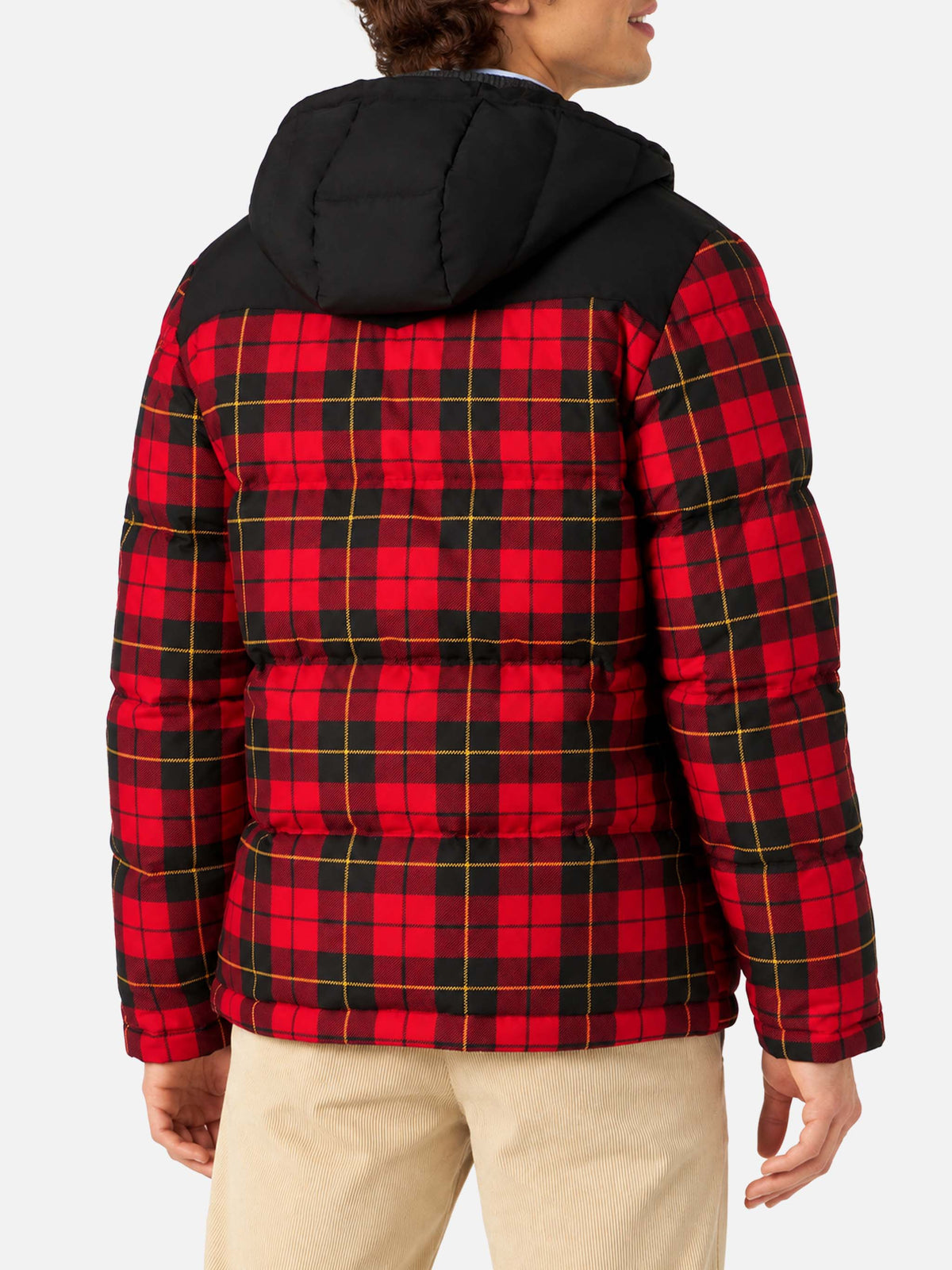 Piumino Baxter Tex con cappuccio con stampa tartan rossa