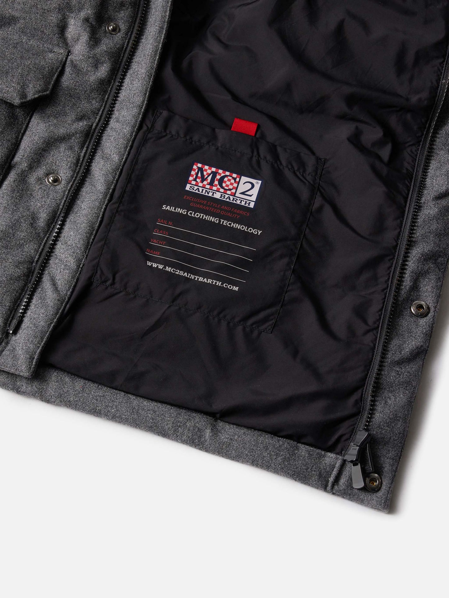 Graue Woll-Daunenjacke mit Kapuze Baxter