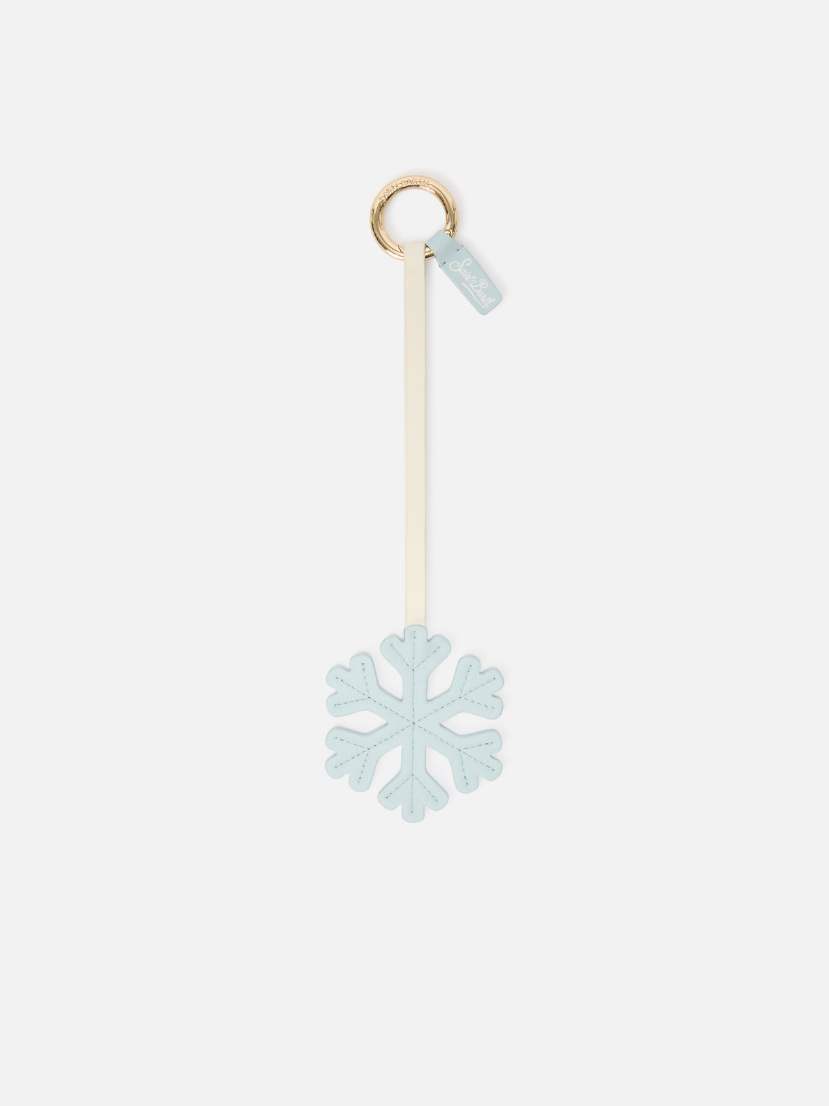 Light blue leather bag charm with snowflake shape