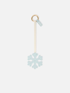 Light blue leather bag charm with snowflake shape