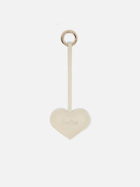 Heart Bag Charm in white leather