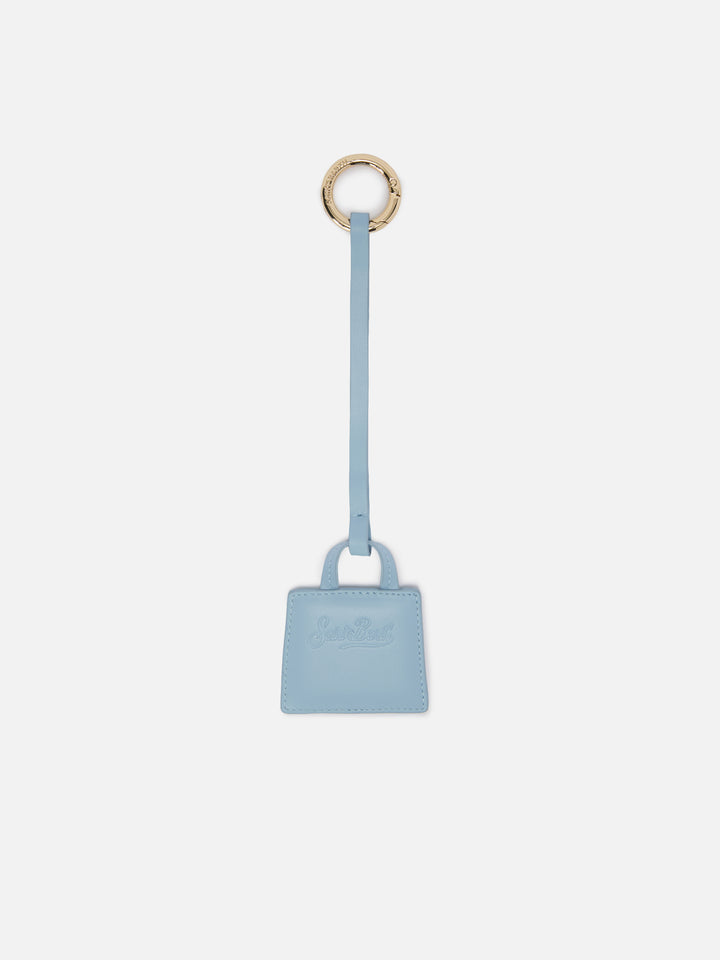 Bag Charm a borsa in pelle azzurra