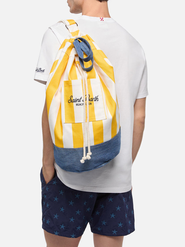Strandrucksack mit weiß-gelbem Streifenprint