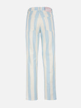 Woman light blue striped print denim Belleville
