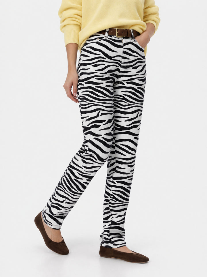 Pantalon en denim imprimé zèbre Belleville 