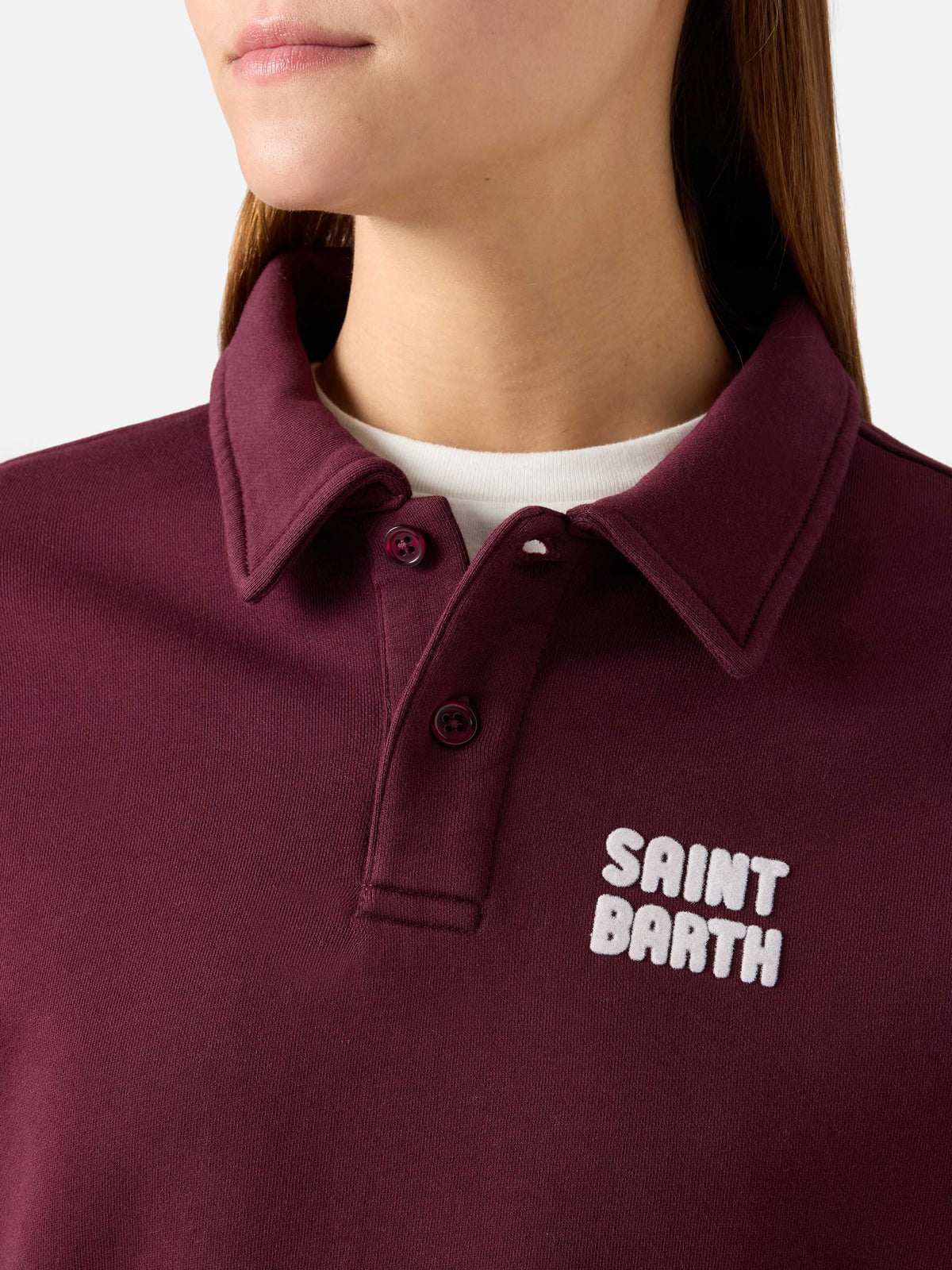 Polo en coton Bordeaux Berenice avec imprimé flock Saint Barth 