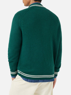 Green knit bomber college style Benjamin