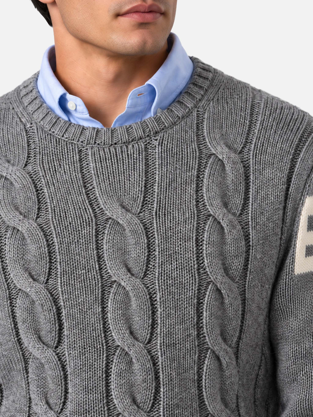 Jersey de punto trenzado pesado Bergen grey melange 
