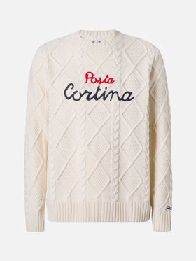 White crewneck sweater Bergen Tricot