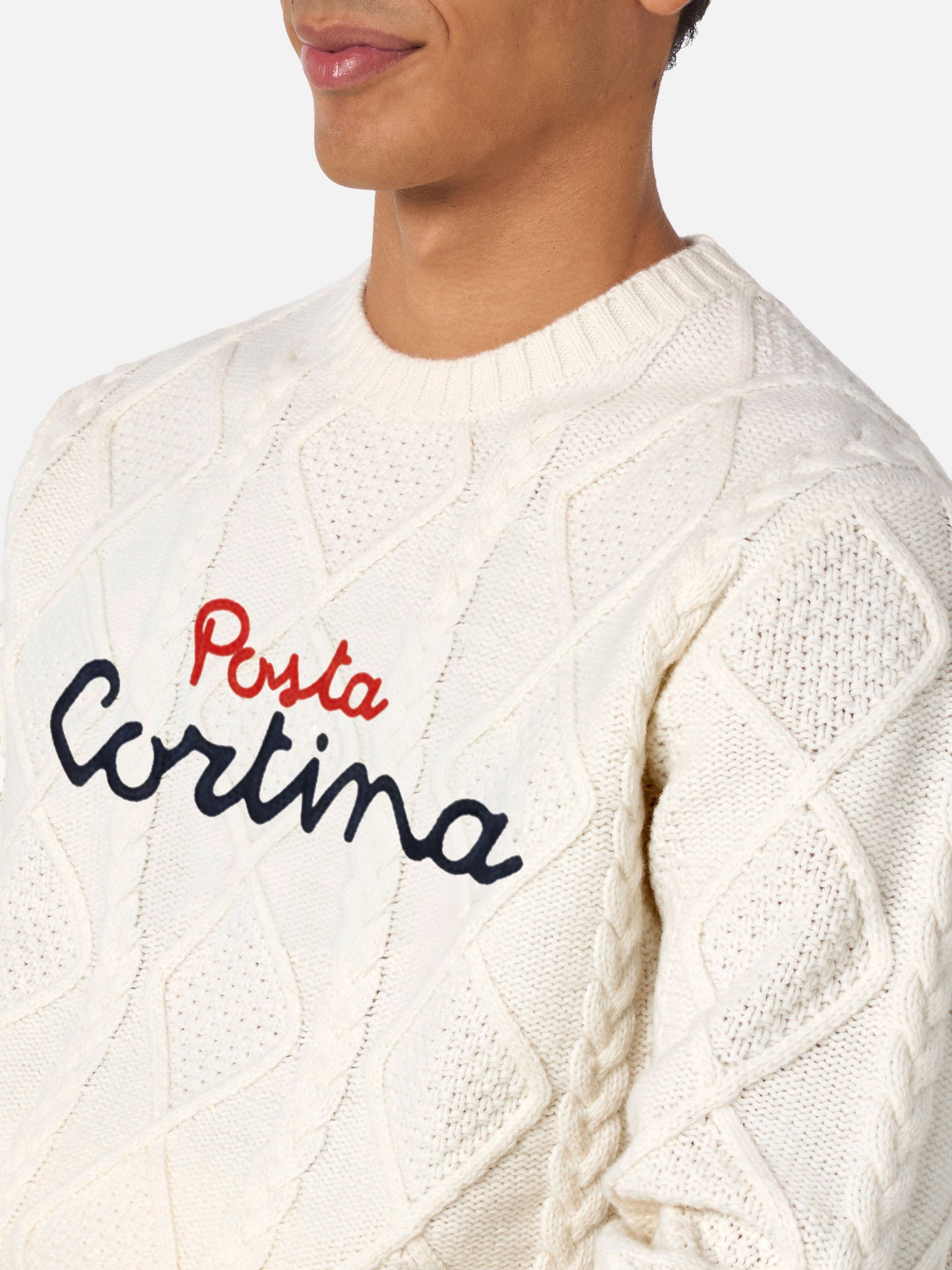 Maglione bianco a girocollo Bergen Tricot