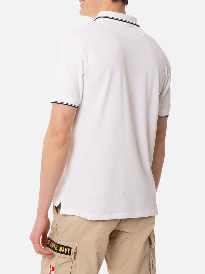 Weißes Piquet-Polo mit St. Barth-Logo