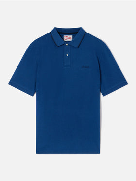 Polo de piqué de algodón azul denim Beverly Hills 