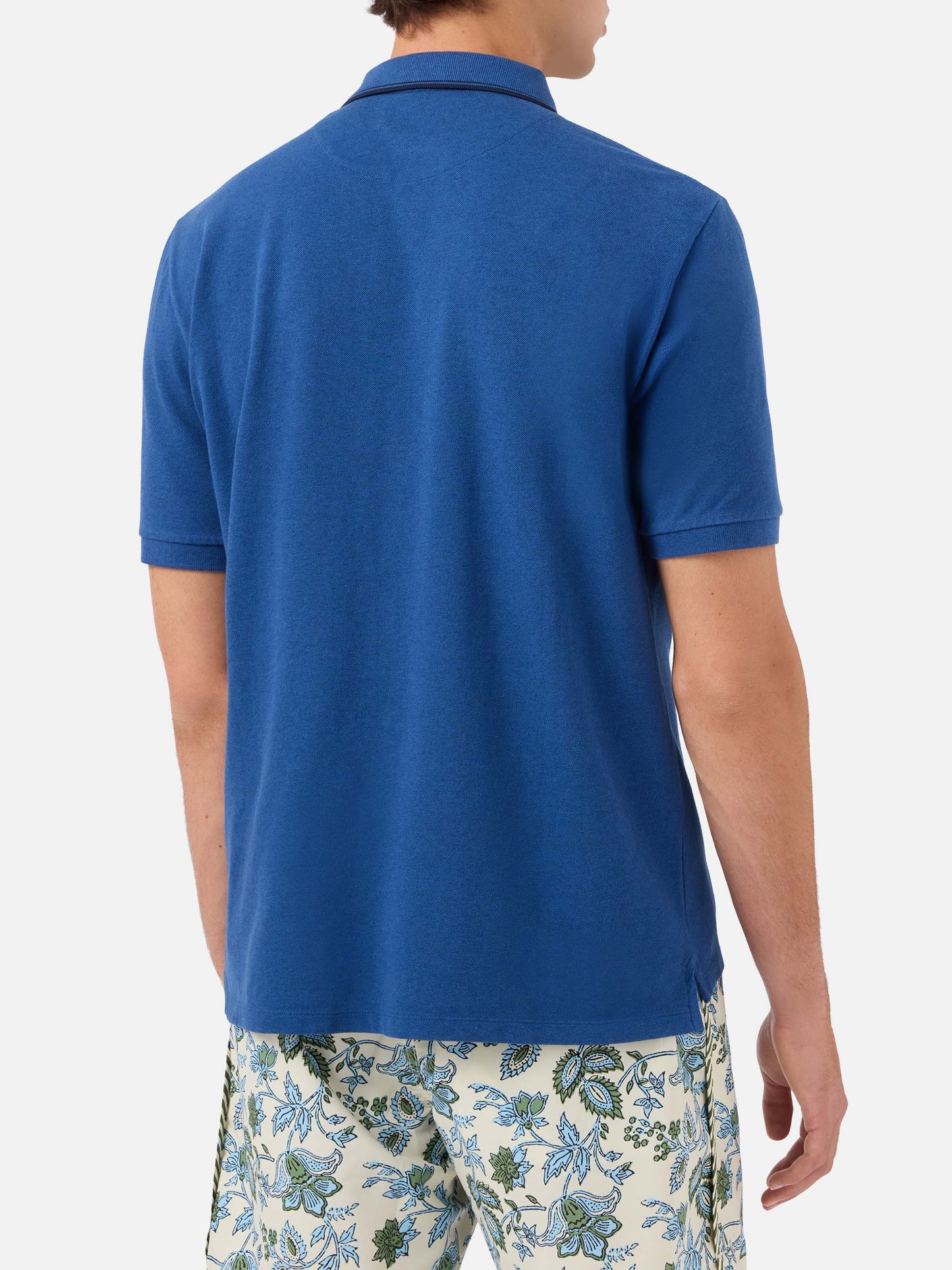 Polo aus Baumwollpiqué in Denimblau Beverly Hills 