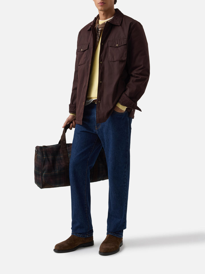 Sobrecamisa encerada Bexley marrón con cuello de pana 
