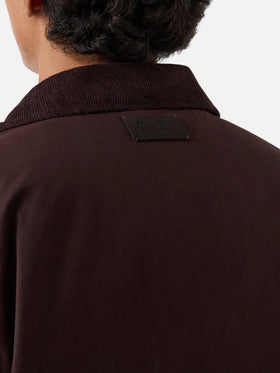 Brown Bexley waxed overshirt with corduroy collar
