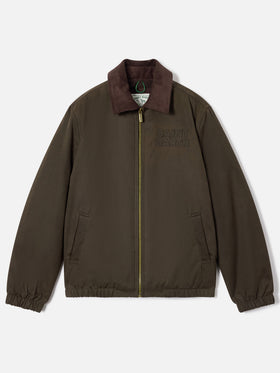 Military green Birdie waxed jacket with corduroy collar