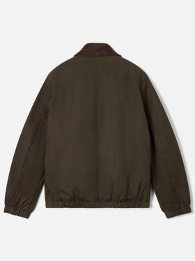 Military green Birdie waxed jacket with corduroy collar