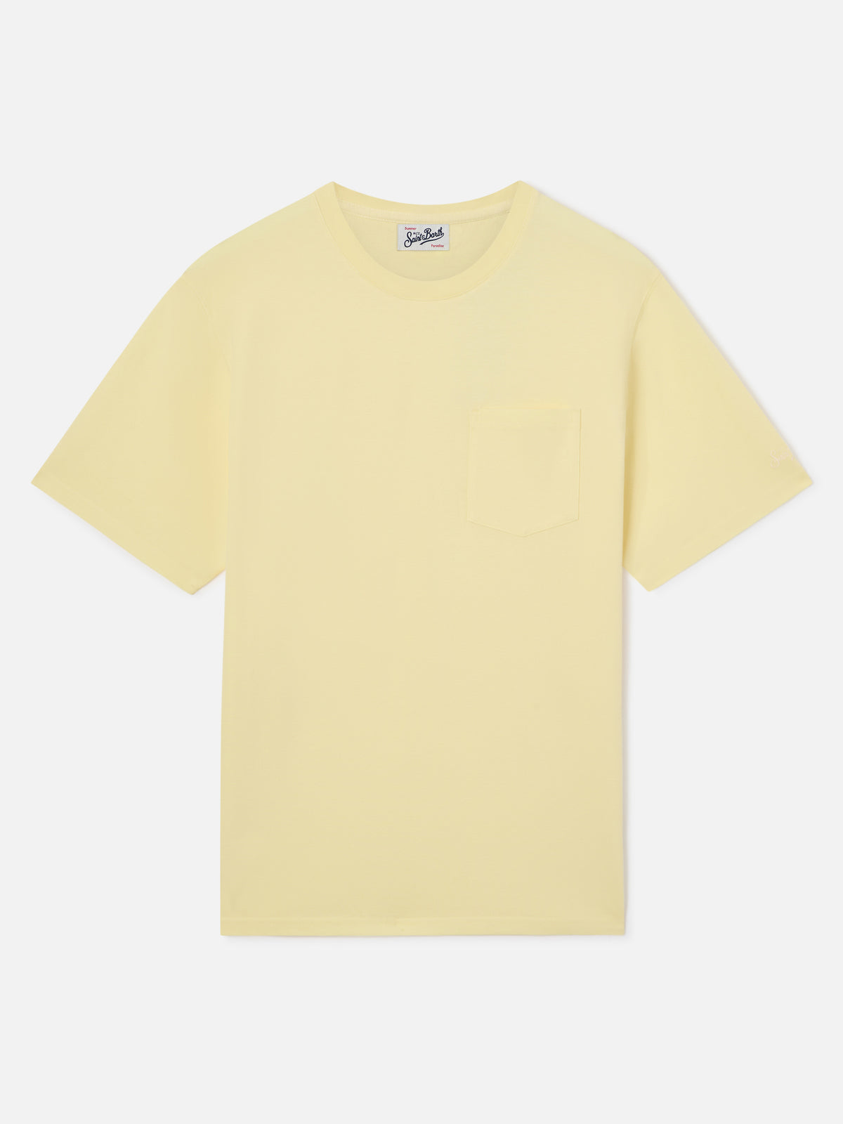 Camiseta de piqué de algodón Bakewell amarillo mantequilla con bolsillo y bordado del logo 