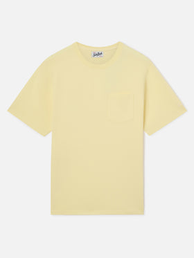 Camiseta de piqué de algodón Bakewell amarillo mantequilla con bolsillo y bordado del logo 