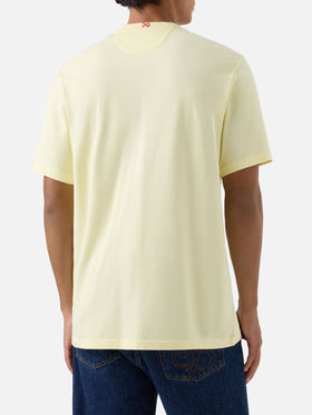 Camiseta de piqué de algodón Bakewell amarillo mantequilla con bolsillo y bordado del logo 