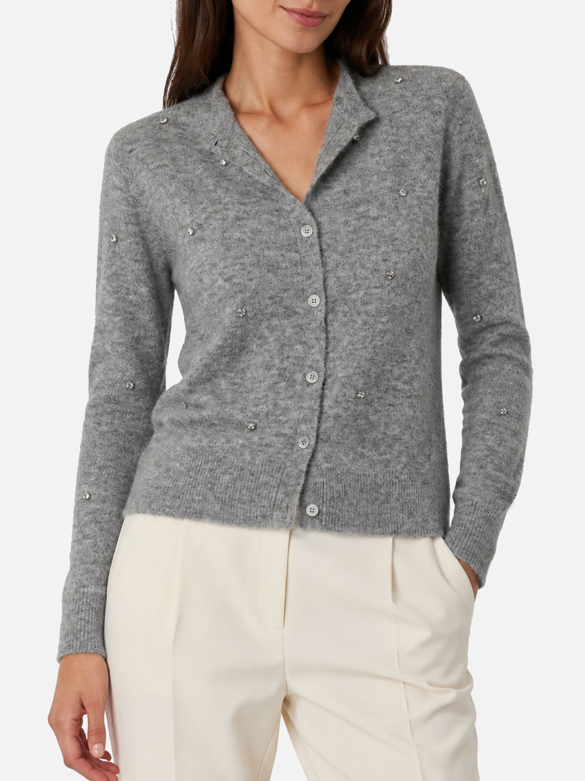 Cárdigan gris Bellamy con strass 