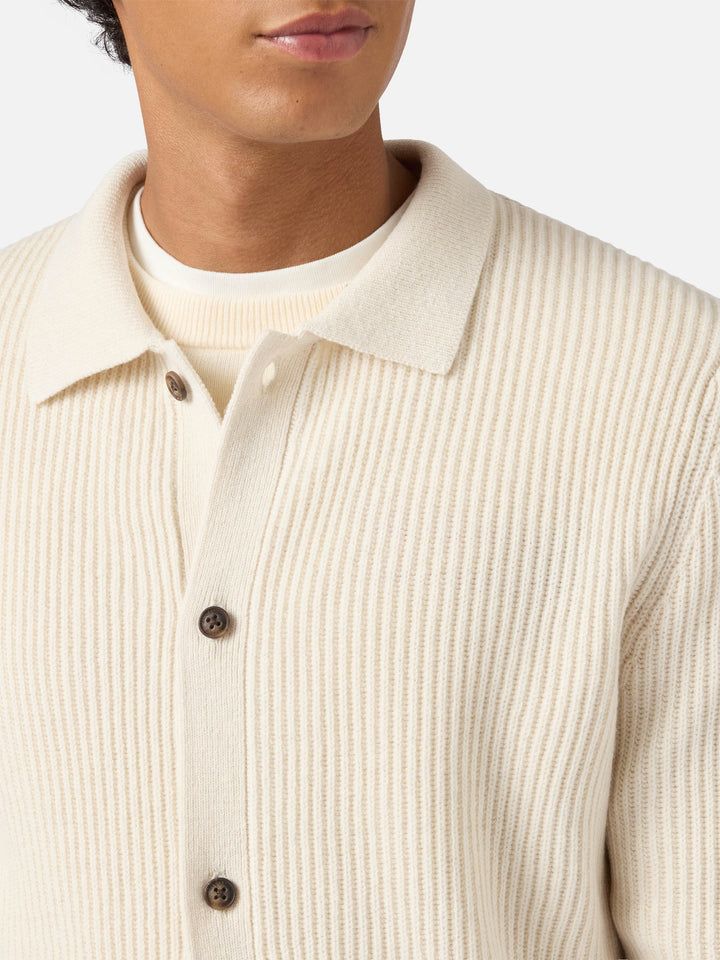 Cardigan Bolton bianco in lana 