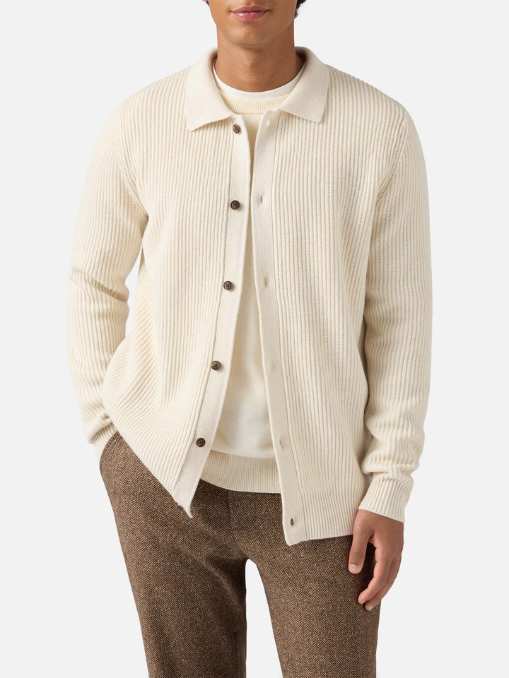 Cardigan Bolton bianco in lana 