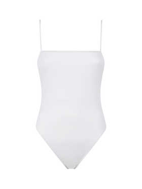 Weißer, gerippter Damen-Badeanzug