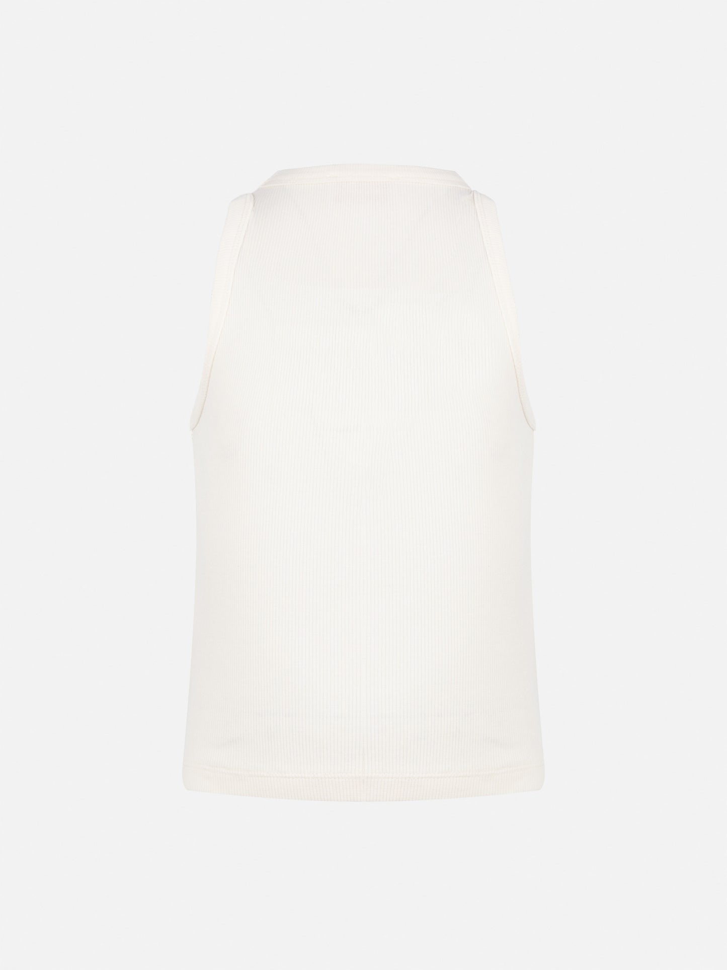 Blaues Jr. Crop-Top aus cremeweißer Baumwolle mit Rippenstrick und Stickerei