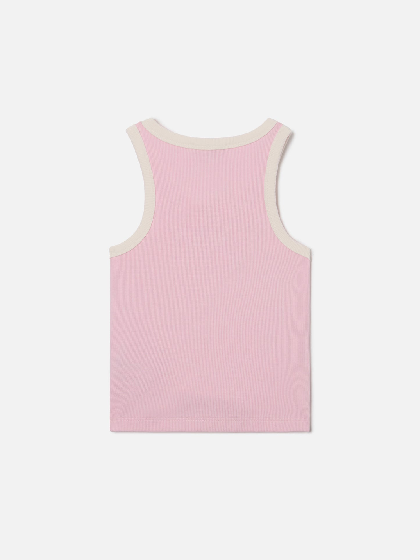 Blaues Jr Tanktop in Pink mit gesticktem Logo und cremefarbenen Abschlüssen 