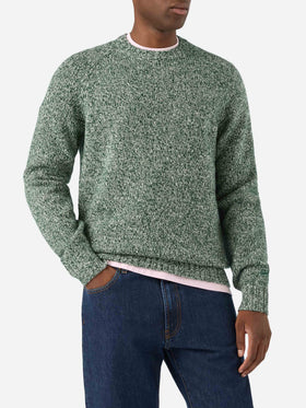 Maglia girocollo Blunt verde in lana con lavorazione mouliné
