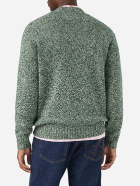 Maglia girocollo Blunt verde in lana con lavorazione mouliné