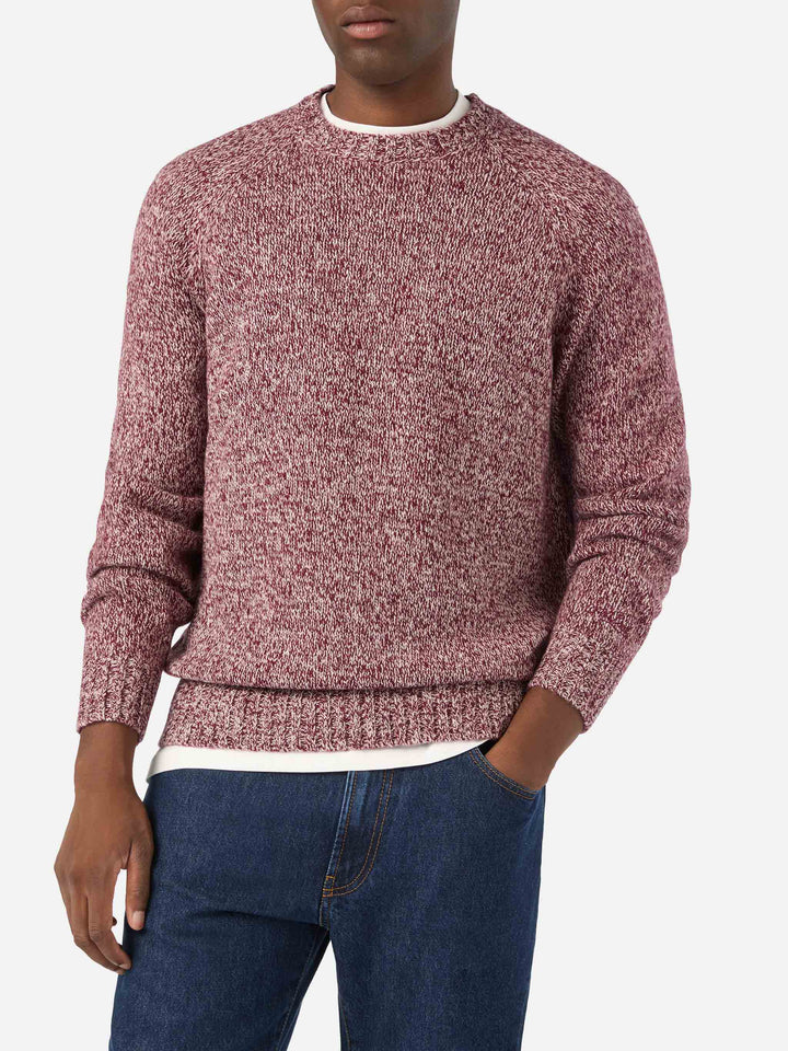Maglia girocollo Blunt rossa in lana con lavorazione mouliné