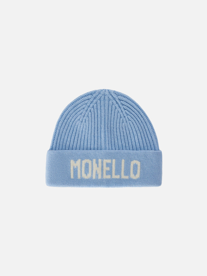 Leichte blue Benjie-Mütze mit Monello-Schriftzug 