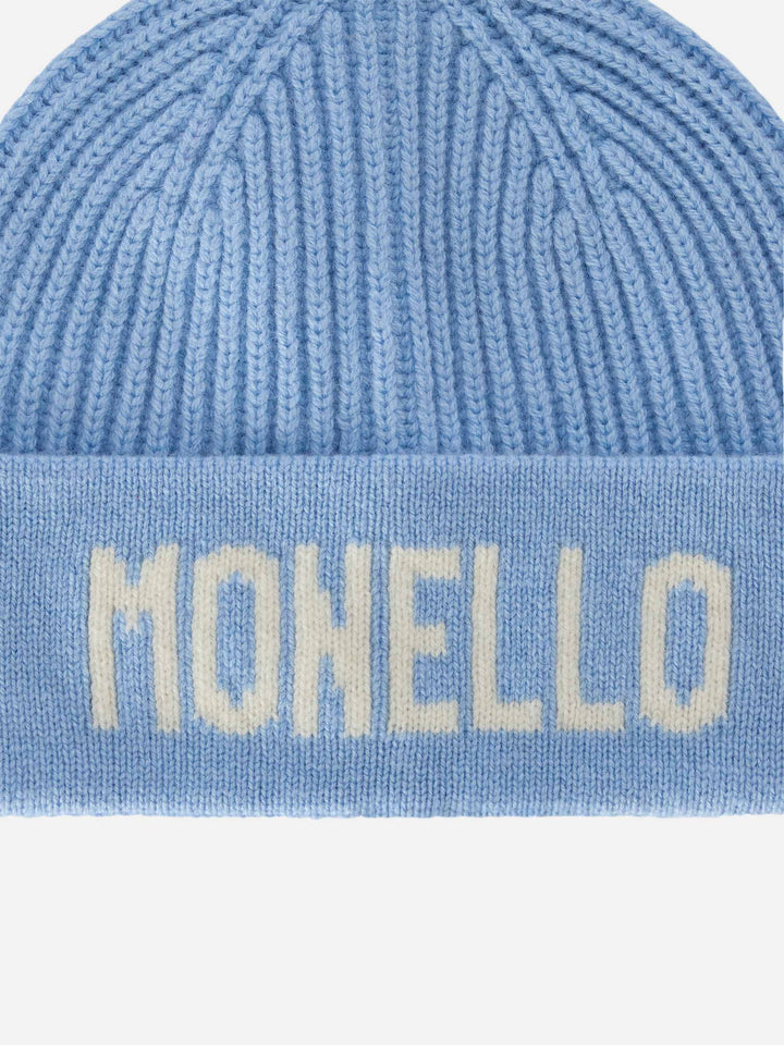 Leichte blue Benjie-Mütze mit Monello-Schriftzug 