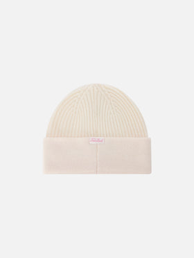 Off white Benjie beanie with Favolosa lettering