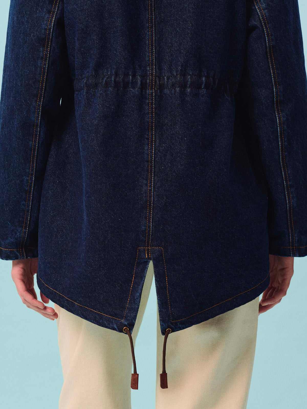 Blue Brenna Parka aus Baumwoll-Denim mit Kapuze aus Kunstpelz 
