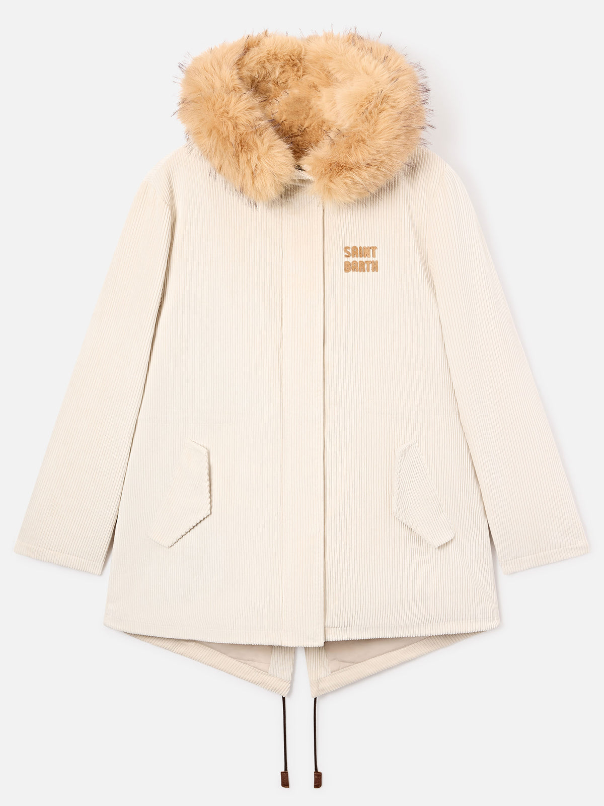 Ice Brenna corduroy parka with faux fur hood