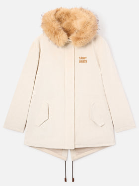 Ice Brenna corduroy parka with faux fur hood