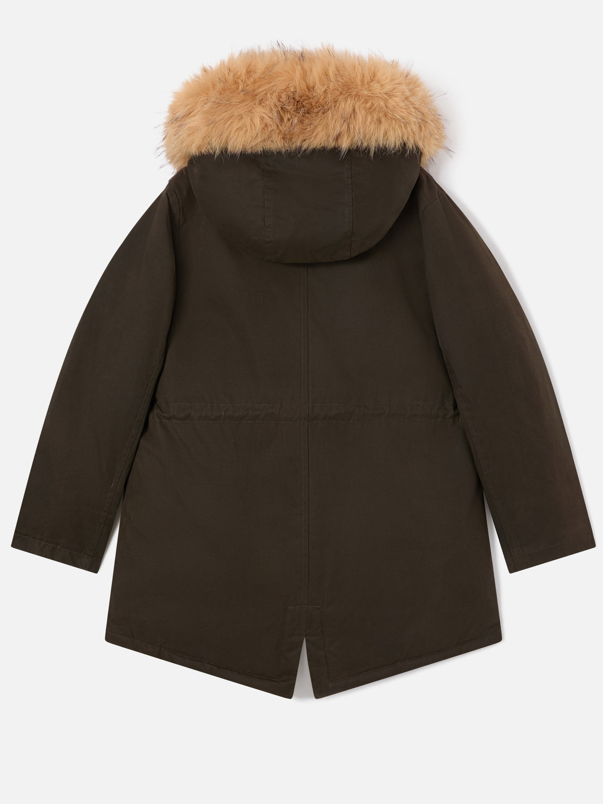 Parka encerada Brenna verde militar con capucha de pelo sintético 