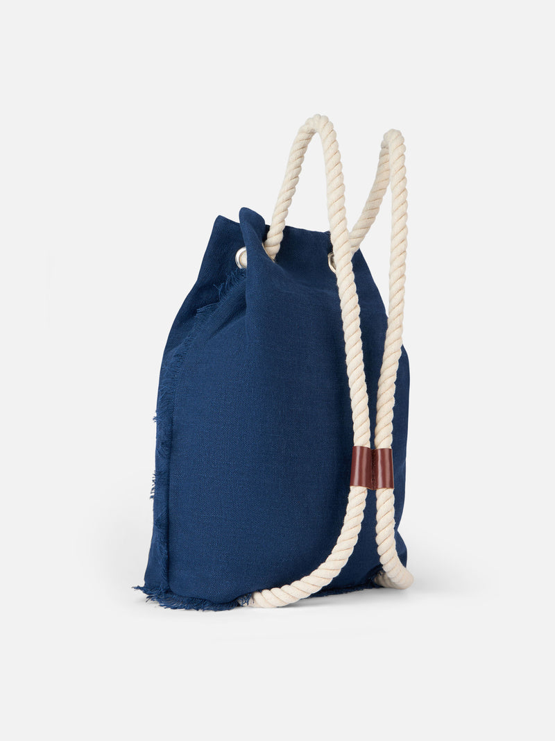 Blue boat linen backpack