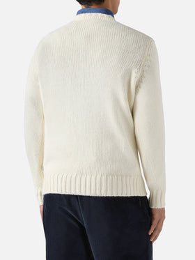 Girocollo Bombardino bianco con jacquard Summer Dreamers