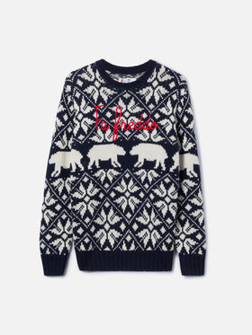 Man  sweater Bombardino with norwegian jacquard and Fa Freddo embroidery