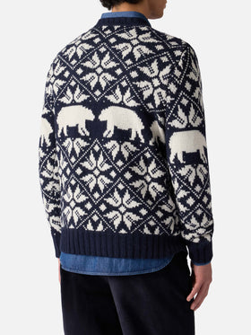Man  sweater Bombardino with norwegian jacquard and Fa Freddo embroidery