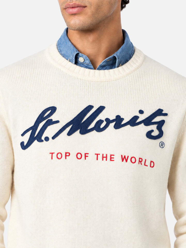 Off white Bombardino Light sweater with St. Moritz patch | Special edition