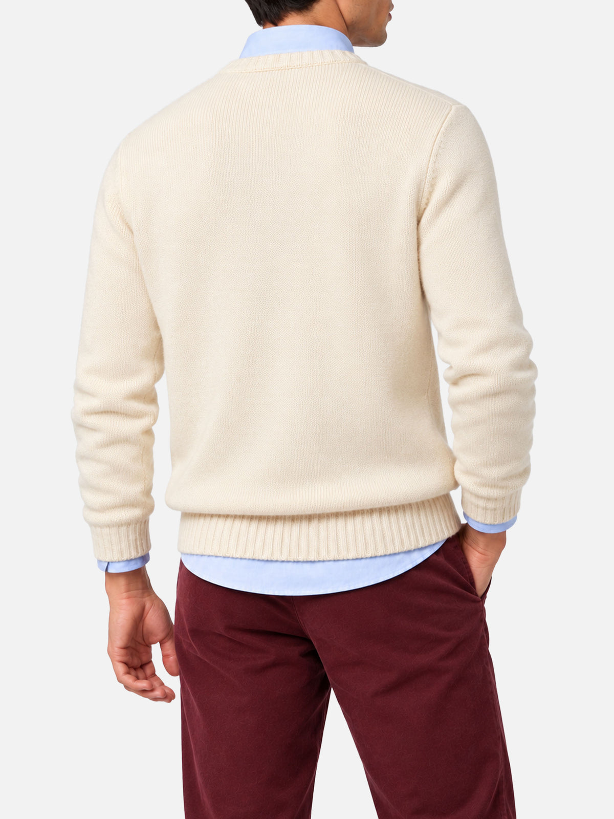 Maglione Bombardino Light bianco panna con jacquard sciatori Engadina