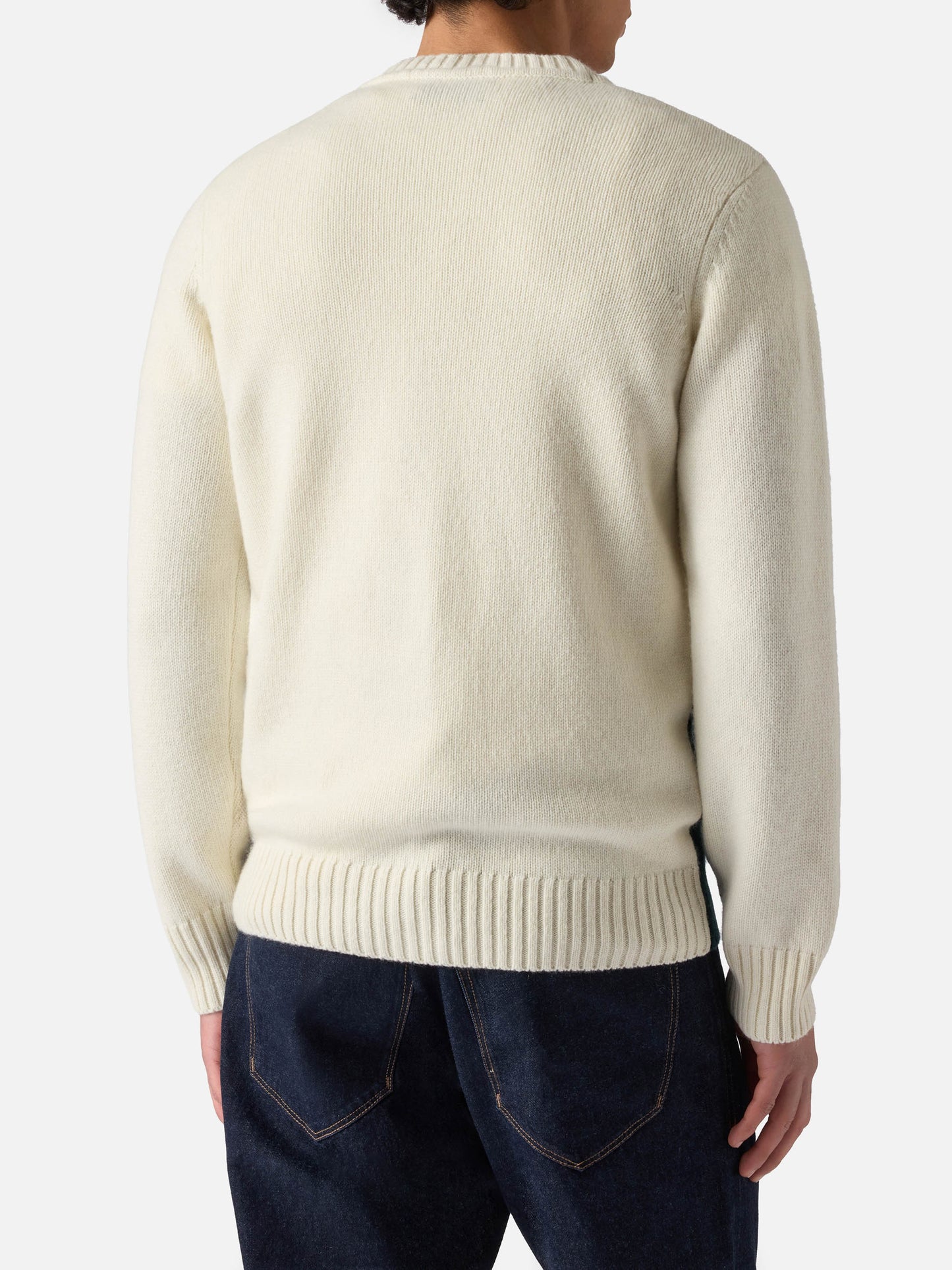 White Bombardino Light sweater with Courmayeur jacquard | COURMAYEUR SPECIAL EDITION