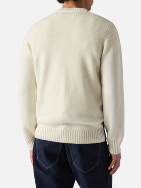 White Bombardino Light sweater with Courmayeur jacquard | COURMAYEUR SPECIAL EDITION